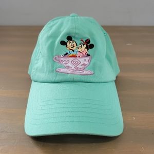 Disney Hat Mickey Minnie Teacup Teal Adjustable Strap Adult